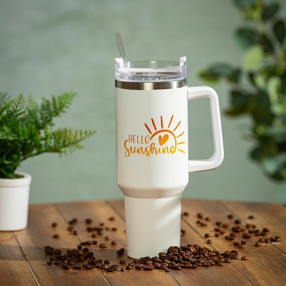 Tumbler Stainless-Steel Canyon Cup w/ Straw, Hello Sunshine, 40oz, Gif | Plow & Hearth