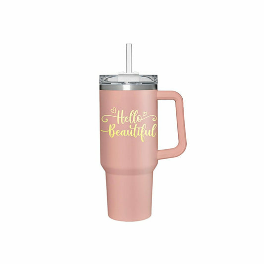 Tumbler Stainless-Steel Canyon Cup w/ Straw, Hello Beautiful, 40oz, Gi | Plow & Hearth