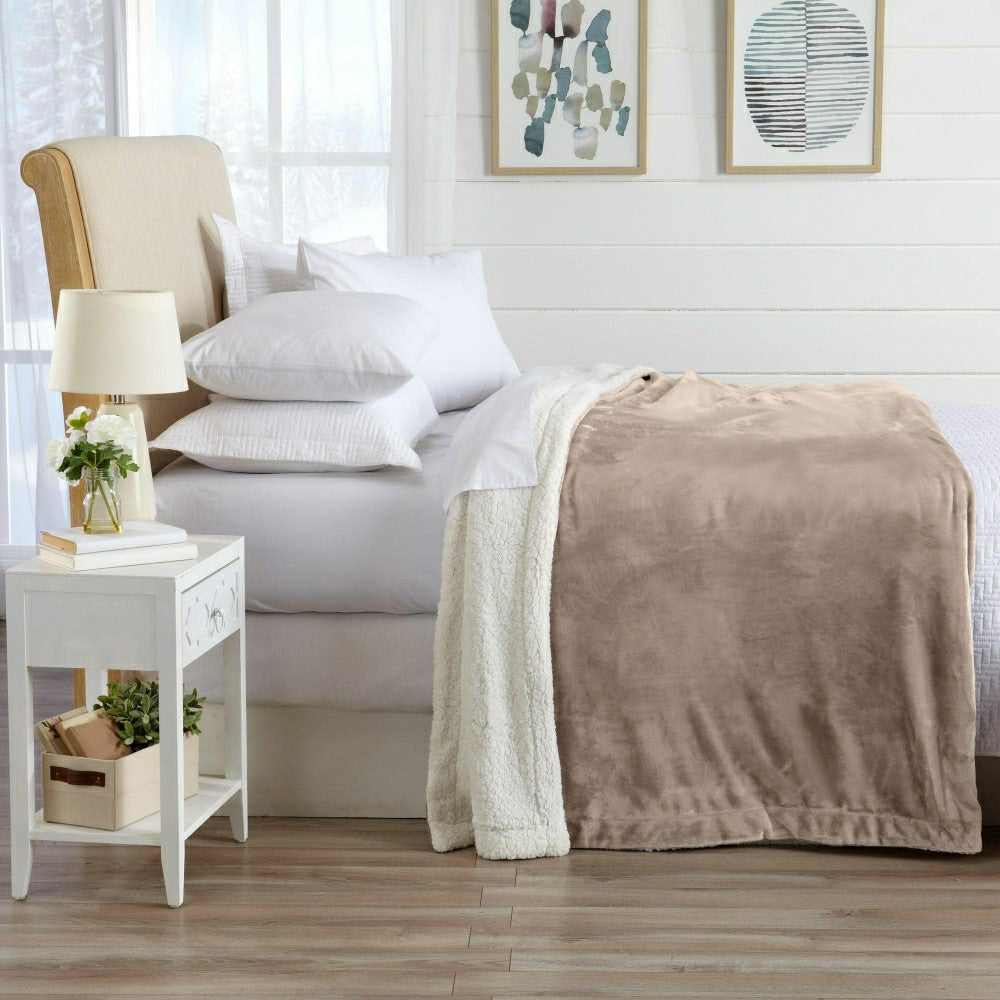 Velvet Plush Sherpa Luxury Bed Blanket - Kinsley Collection | Plow & Hearth