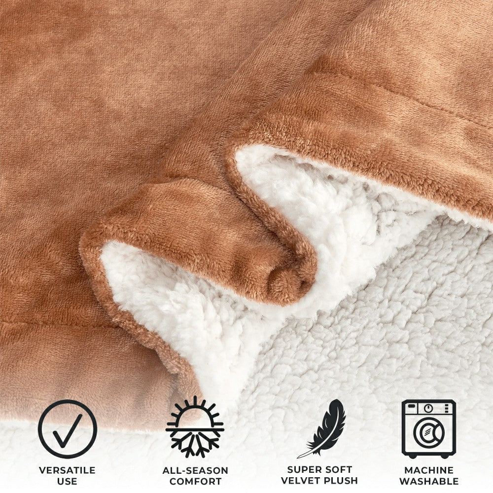 Velvet Plush Sherpa Luxury Bed Blanket - Kinsley Collection | Plow & Hearth