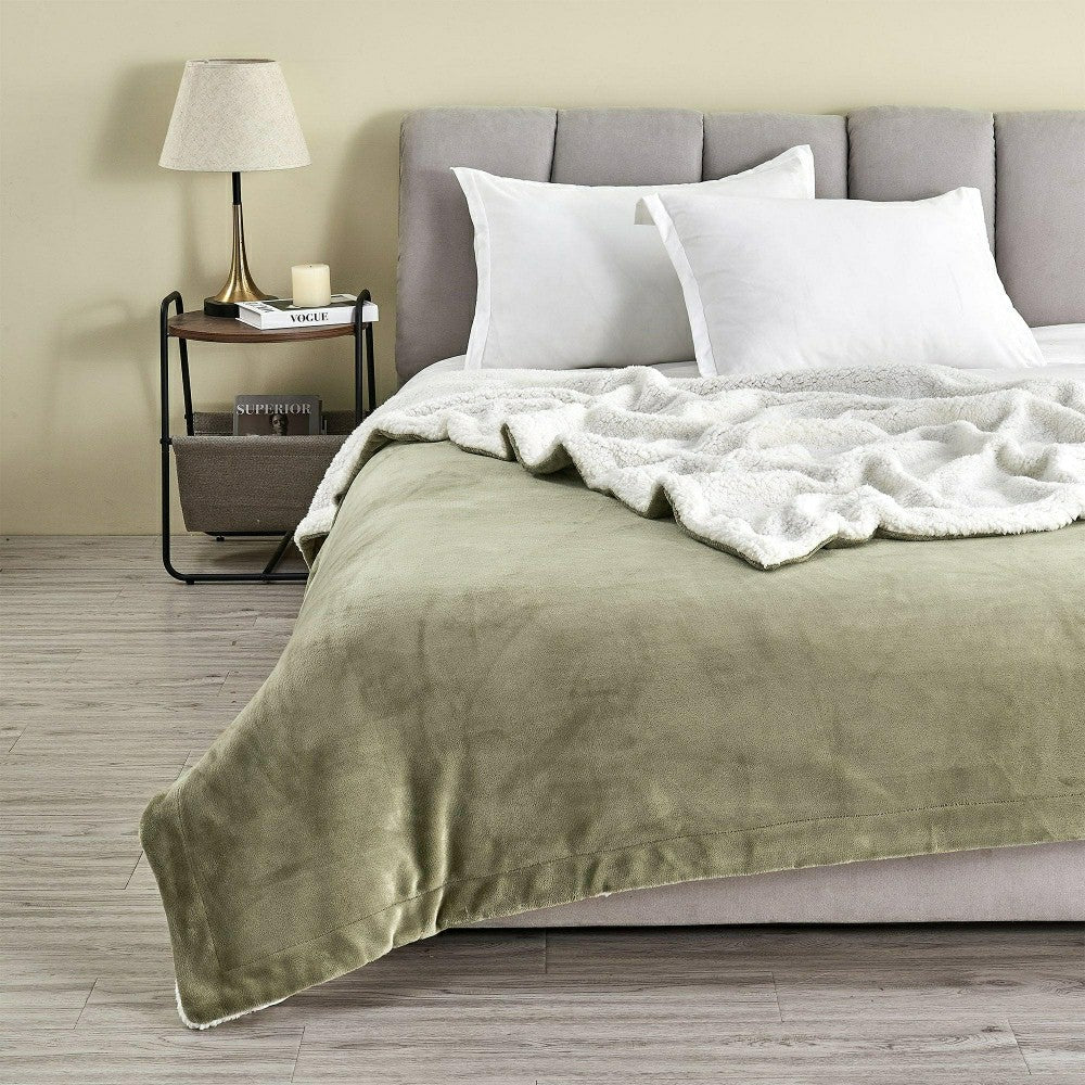 Velvet Plush Sherpa Luxury Bed Blanket - Kinsley Collection | Plow & Hearth