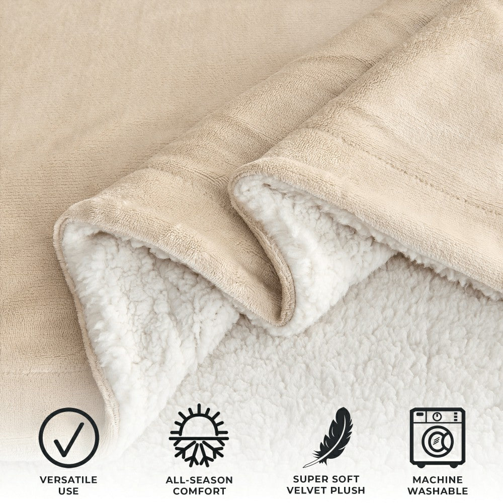 Velvet Plush Sherpa Luxury Bed Blanket - Kinsley Collection | Plow & Hearth
