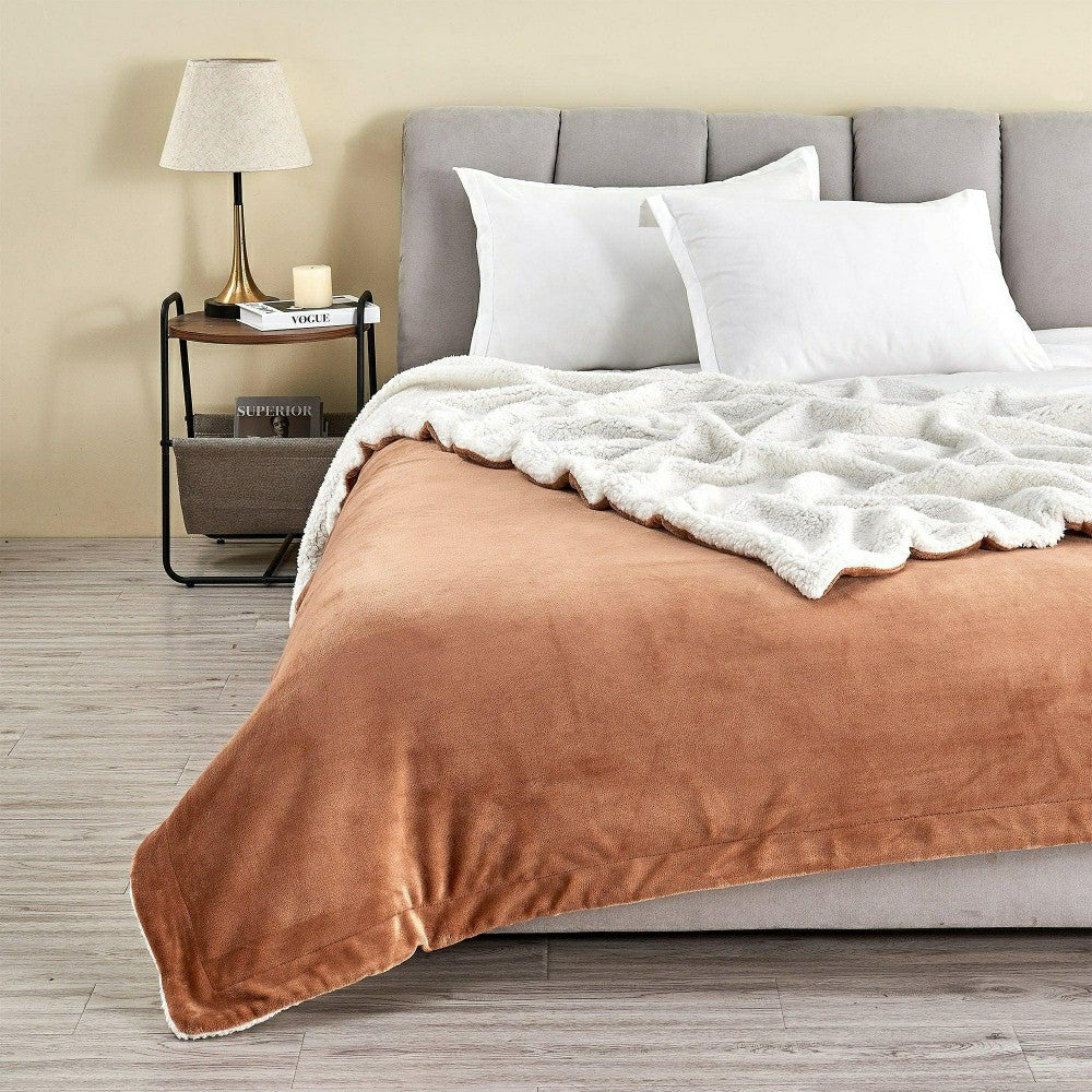 Velvet Plush Sherpa Luxury Bed Blanket - Kinsley Collection | Plow & Hearth