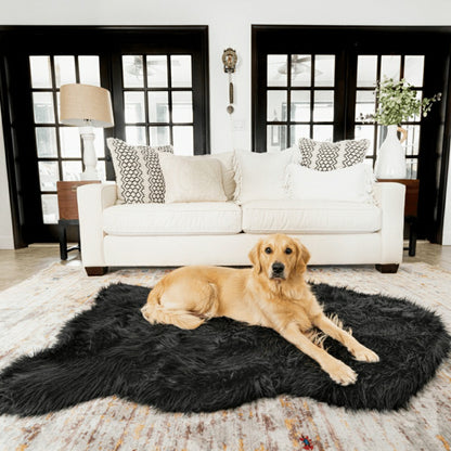 PupRug by Paw.com® Faux Fur Orthopedic Dog Bed - Curve Midnight Black | Plow & Hearth