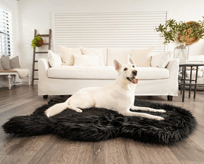 PupRug by Paw.com® Faux Fur Orthopedic Dog Bed - Curve Midnight Black | Plow & Hearth