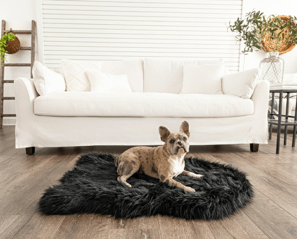 PupRug by Paw.com® Faux Fur Orthopedic Dog Bed - Curve Midnight Black | Plow & Hearth