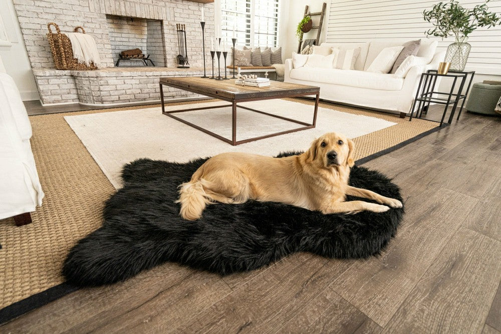PupRug by Paw.com® Faux Fur Orthopedic Dog Bed - Curve Midnight Black | Plow & Hearth