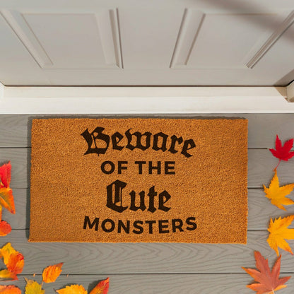 HALLOWEEN Coir Mat, "GEWARE OF THE CUTE MONSTERS",28"x16" | Plow & Hearth