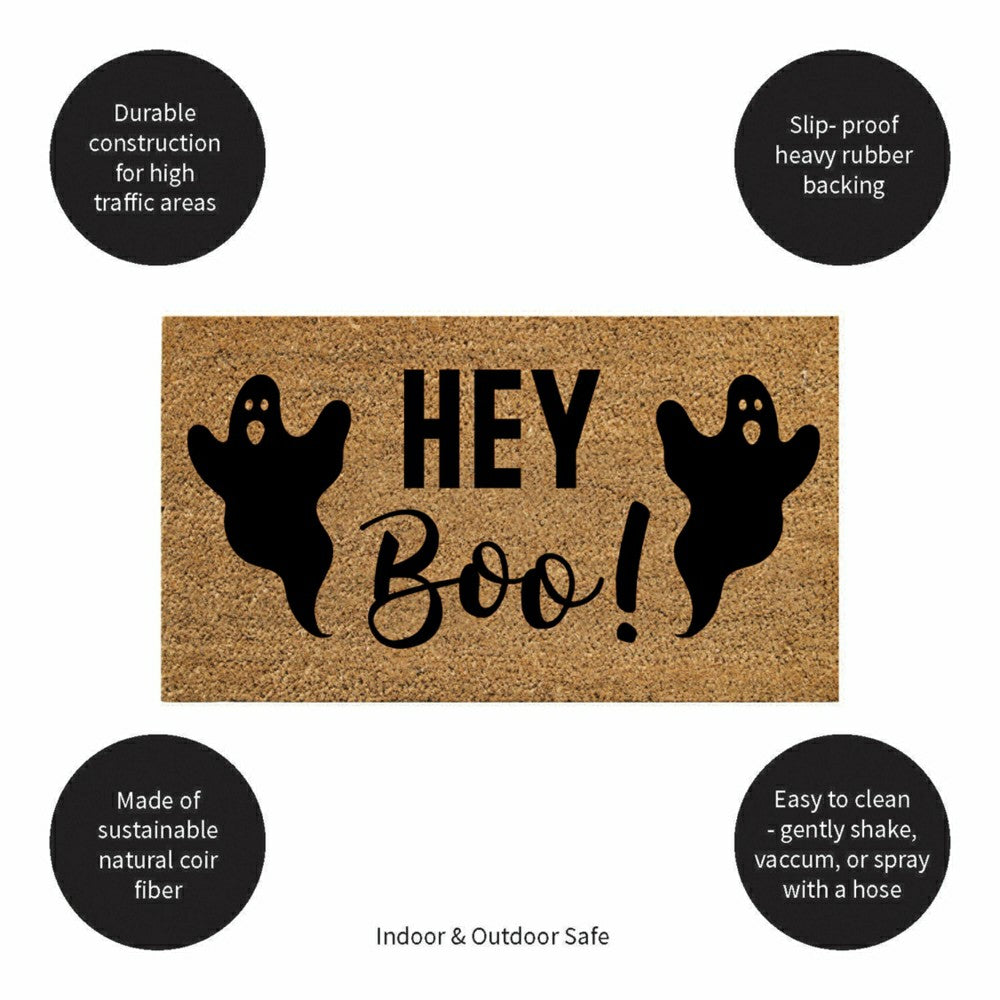 Hey Boo! Coir Doormat, 28"x16" | Plow & Hearth