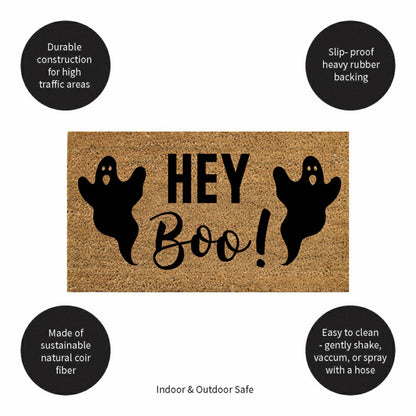 Hey Boo! Coir Doormat, 28"x16" | Plow & Hearth