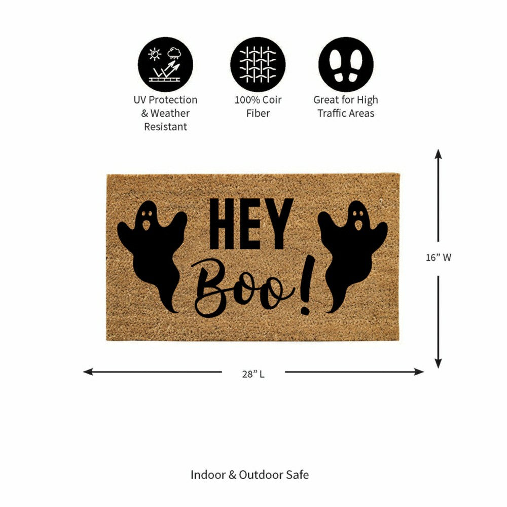 Hey Boo! Coir Doormat, 28"x16" | Plow & Hearth
