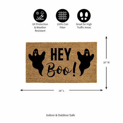 Hey Boo! Coir Doormat, 28"x16" | Plow & Hearth