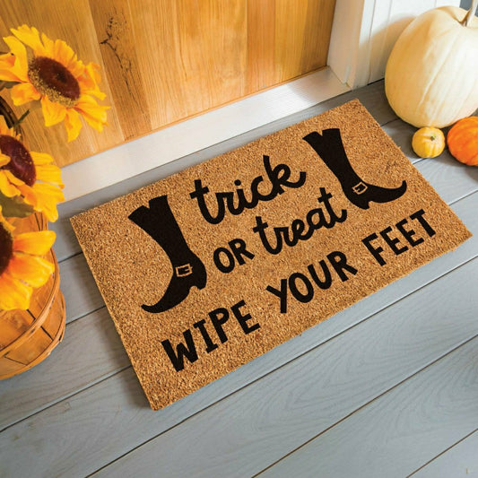 Trick or Treat Wipe Your Feet Coir Doormat, 28"x16" | Plow & Hearth