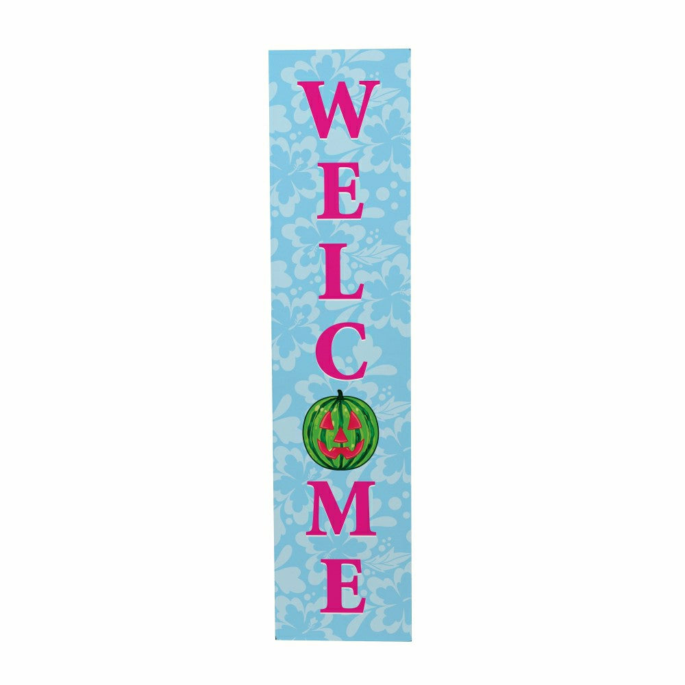 Summerween Porch Leaner Watermelon Pumpkin, "Welcome", 46"H | Plow & Hearth