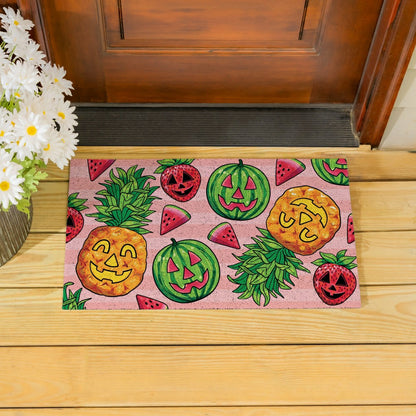 Summerween Tropical Jack O'Lantern PVC Mat, 28"x16” | Plow & Hearth
