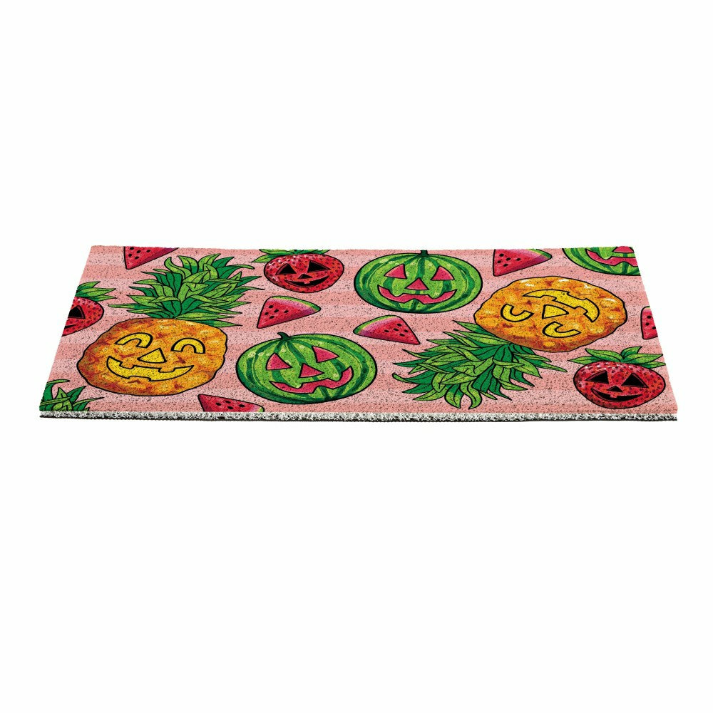 Summerween Tropical Jack O'Lantern PVC Mat, 28"x16” | Plow & Hearth