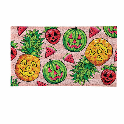 Summerween Tropical Jack O'Lantern PVC Mat, 28"x16” | Plow & Hearth