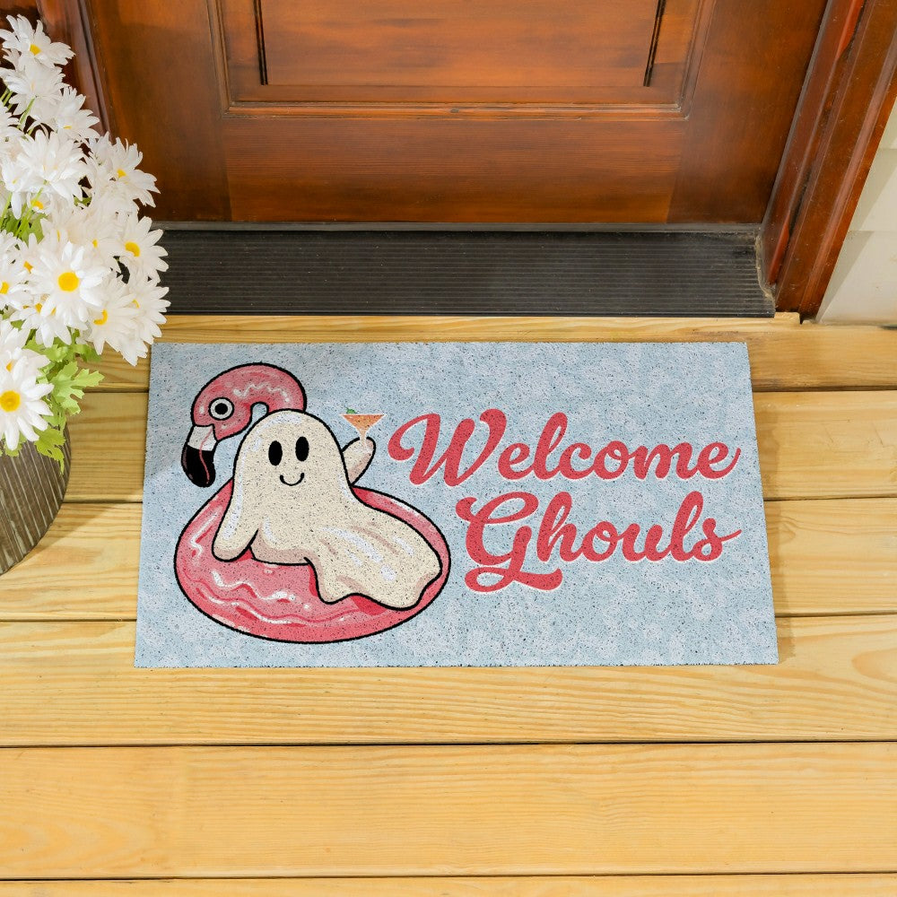 Summerween Welcome Ghouls PVC Mat, 28"x16” | Plow & Hearth