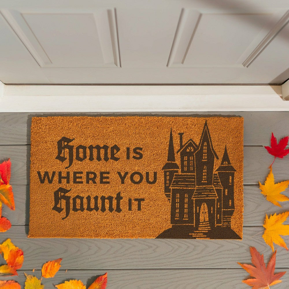 HALLOWEEN Coir Mat, "Home is WHERE YOU Haunt IT", 28"x16" | Plow & Hearth