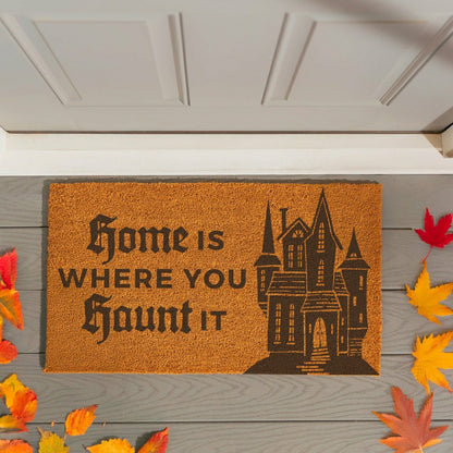 HALLOWEEN Coir Mat, "Home is WHERE YOU Haunt IT", 28"x16" | Plow & Hearth