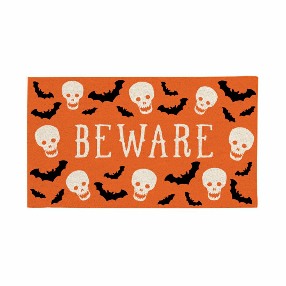 Be Ware Spooky PVC Trapper Doormat, 28"x16" | Plow & Hearth
