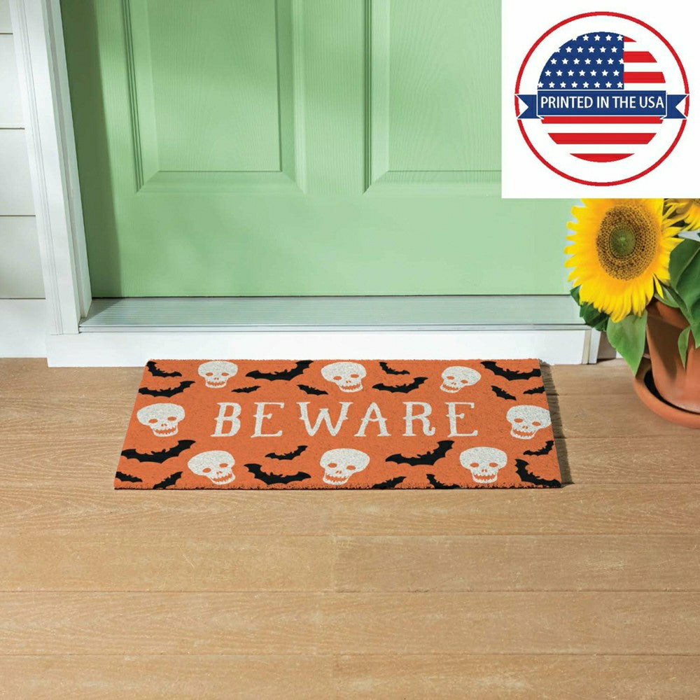 Be Ware Spooky PVC Trapper Doormat, 28"x16" | Plow & Hearth