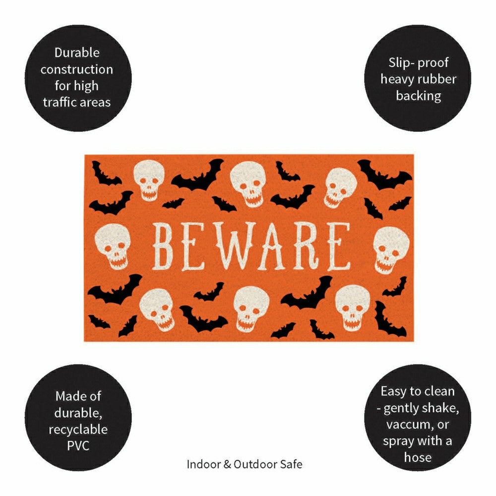 Be Ware Spooky PVC Trapper Doormat, 28"x16" | Plow & Hearth
