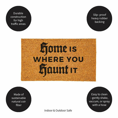 Home is Where You Haunt It Coir Doormat, 28"x16" | Plow & Hearth