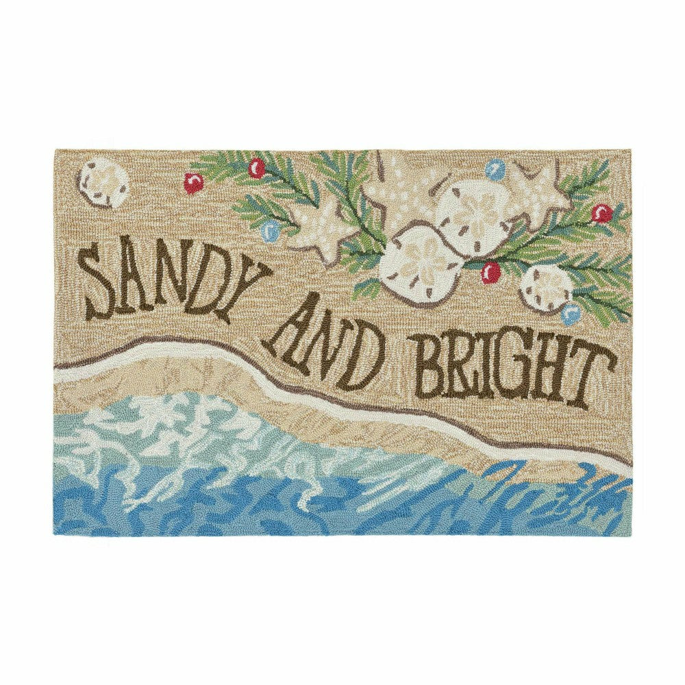 Indoor/Outdoor Hand-Hooked Sandy and Bright Accent Rug, 20" x 30" | Plow & Hearth