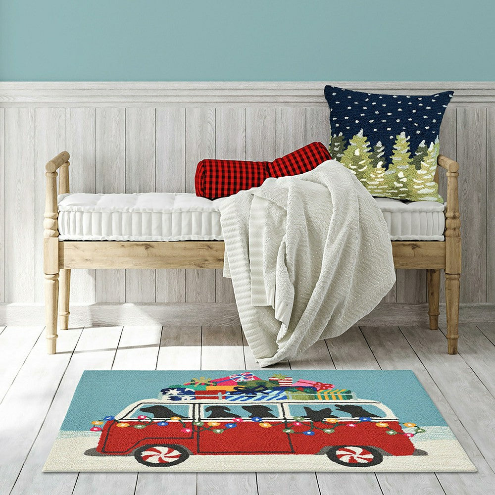 Indoor/Outdoor Hand-Hooked Happy Howlidays Accent Rug, 20" x 30" | Plow & Hearth