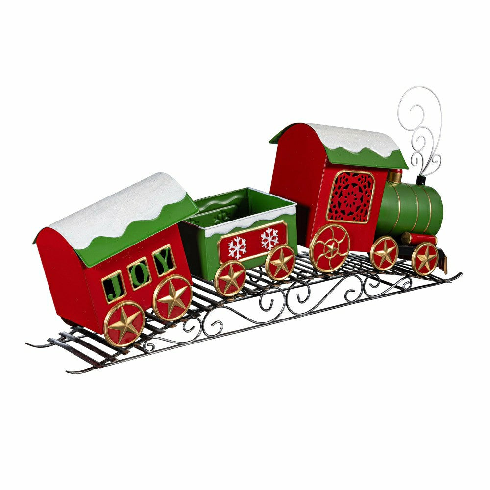 Twas the Night Planter, Metal Planter, Christmas Train, 25" L x 14" H | Plow & Hearth