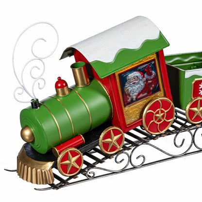 Twas the Night Planter, Metal Planter, Christmas Train, 25" L x 14" H | Plow & Hearth