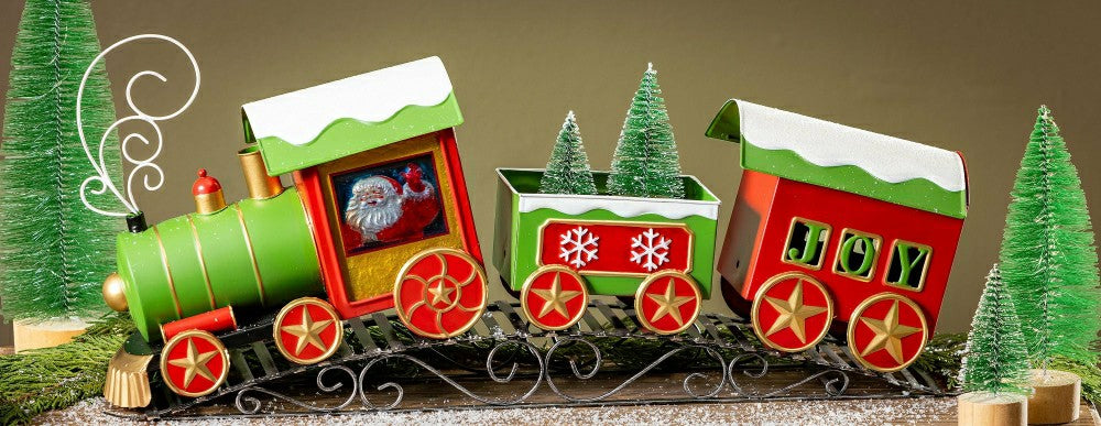 Twas the Night Planter, Metal Planter, Christmas Train, 25" L x 14" H | Plow & Hearth