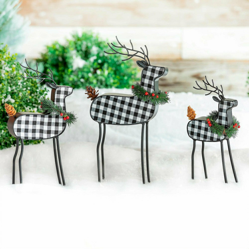 Checkered Deer Table Décor, Set of 3 | Plow & Hearth