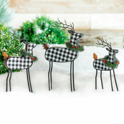 Checkered Deer Table Décor, Set of 3 | Plow & Hearth
