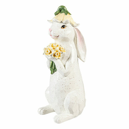 Bunny Blooms Garden Statue, Blossom Bunny Resin Statue, 14.5"H | Plow & Hearth