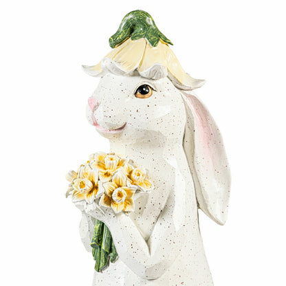 Bunny Blooms Garden Statue, Blossom Bunny Resin Statue, 14.5"H | Plow & Hearth