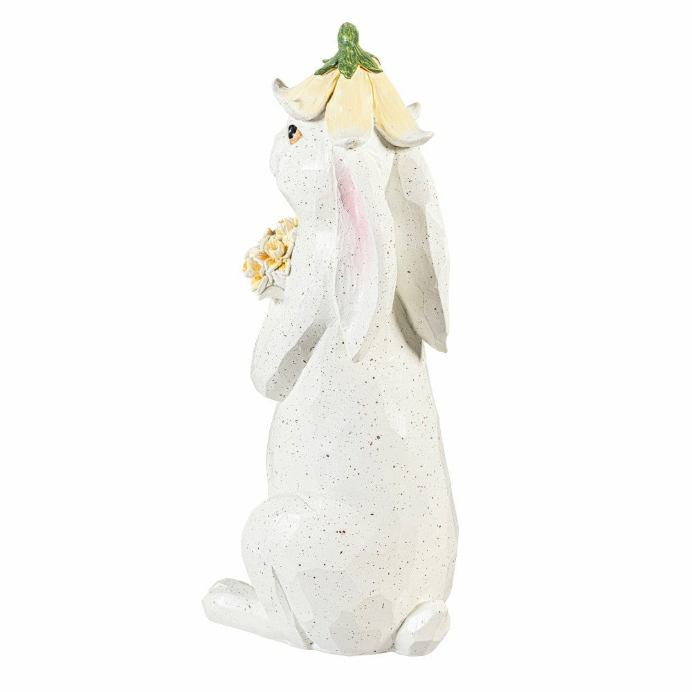 Bunny Blooms Garden Statue, Blossom Bunny Resin Statue, 14.5"H | Plow & Hearth