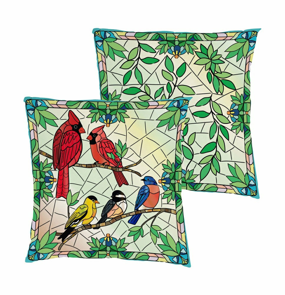 Stained Glass Songbirds Pillow Cover | Plow & Hearth