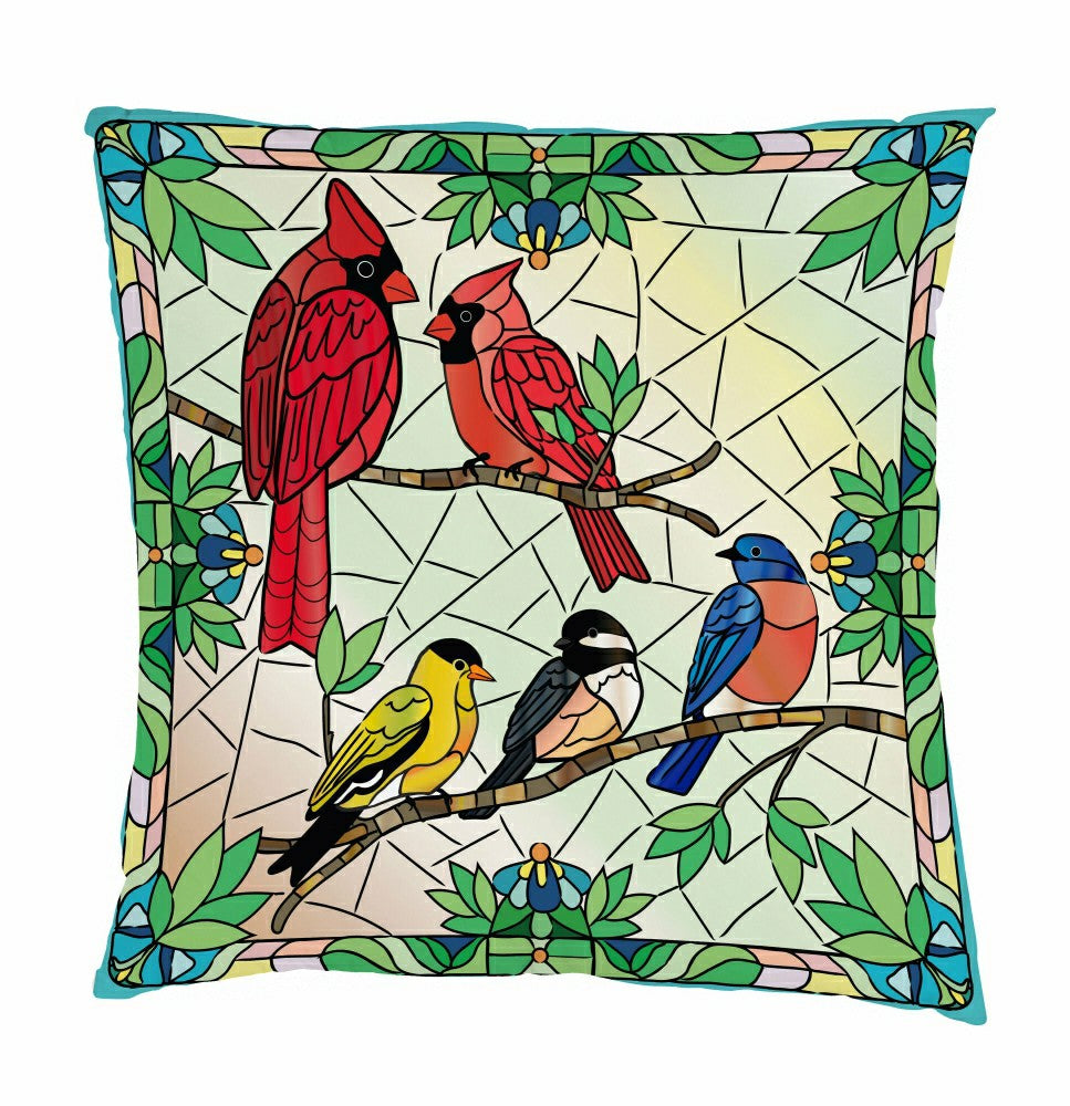 Stained Glass Songbirds Pillow Cover | Plow & Hearth