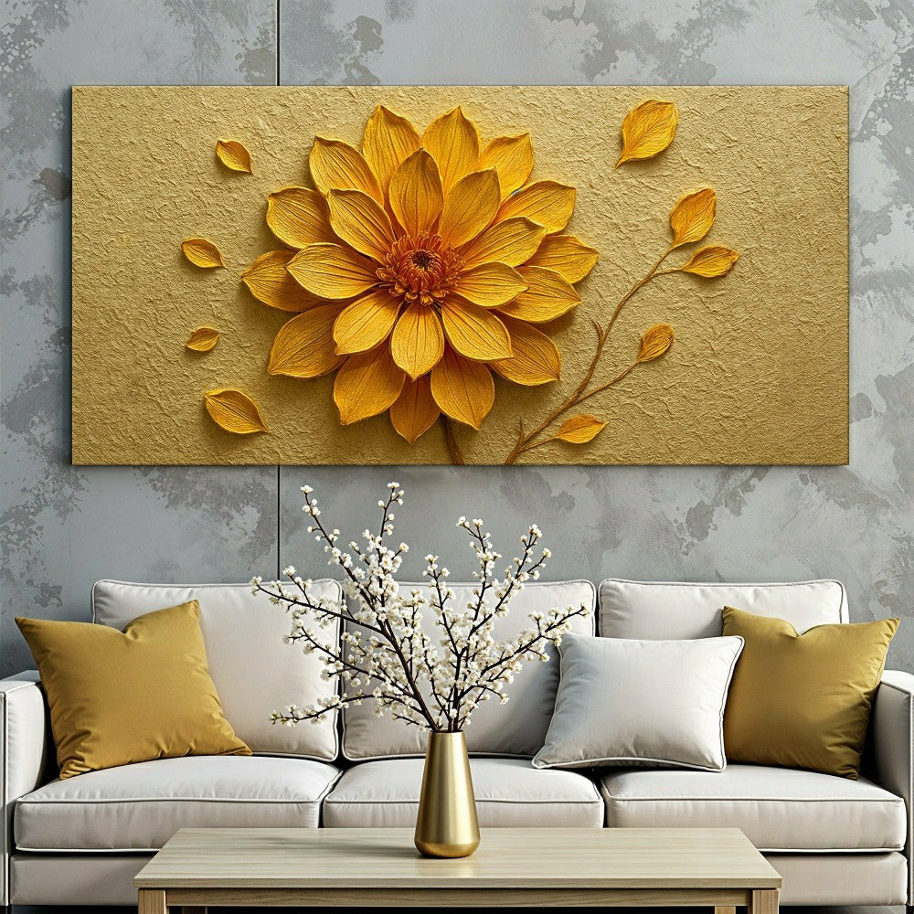 Golden Dandelion Minimalist Abstract Wall Art | Plow & Hearth