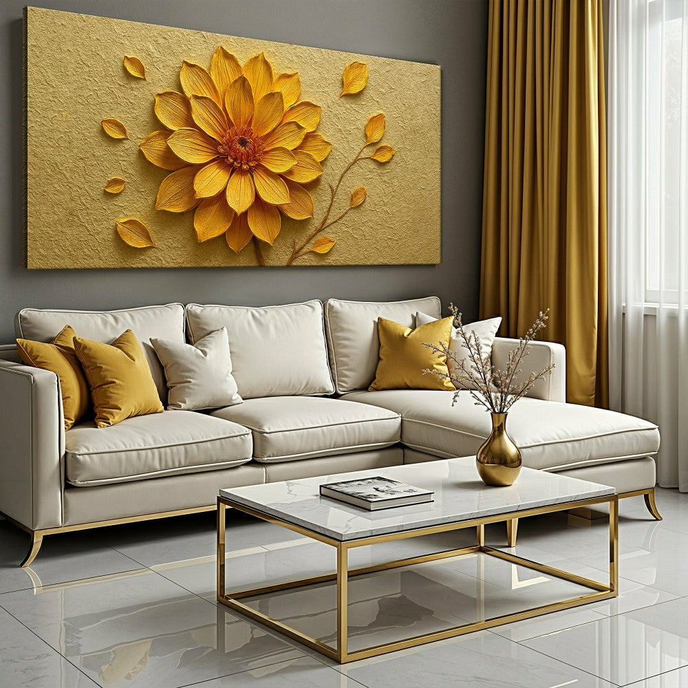 Golden Dandelion Minimalist Abstract Wall Art | Plow & Hearth