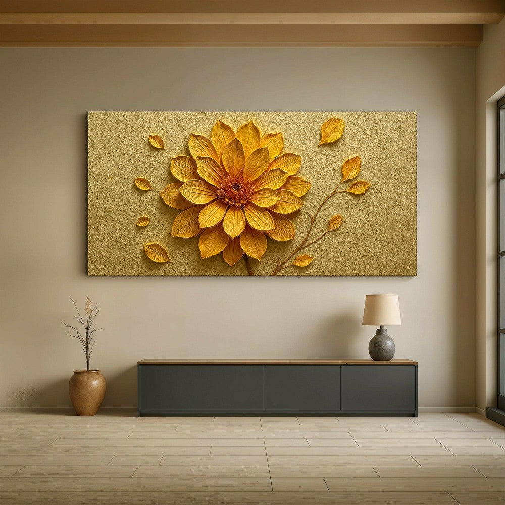 Golden Dandelion Minimalist Abstract Wall Art | Plow & Hearth