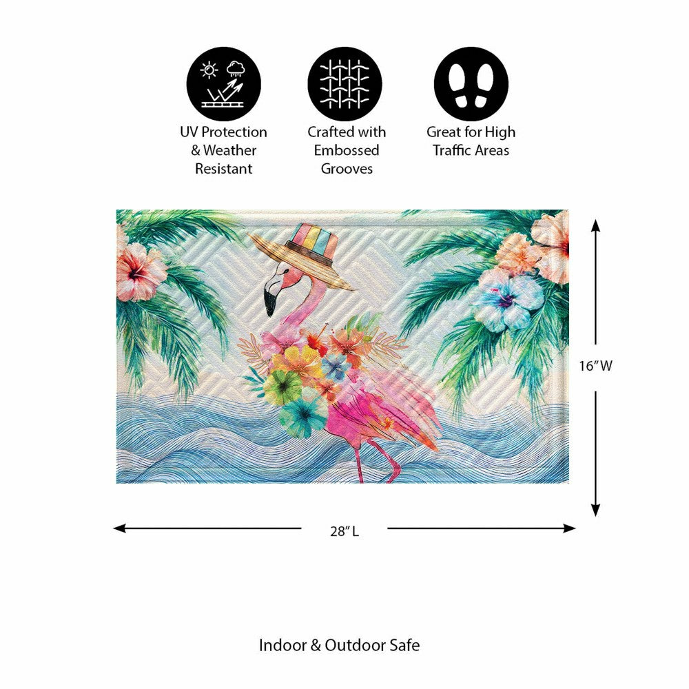 Palm Beach Flamingo Vacation Embossed Mat | Plow & Hearth