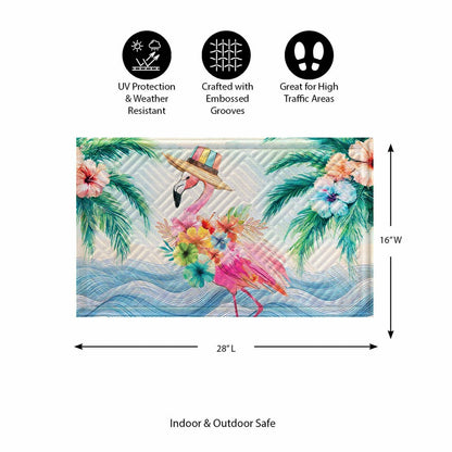 Palm Beach Flamingo Vacation Embossed Mat | Plow & Hearth