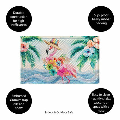 Palm Beach Flamingo Vacation Embossed Mat | Plow & Hearth