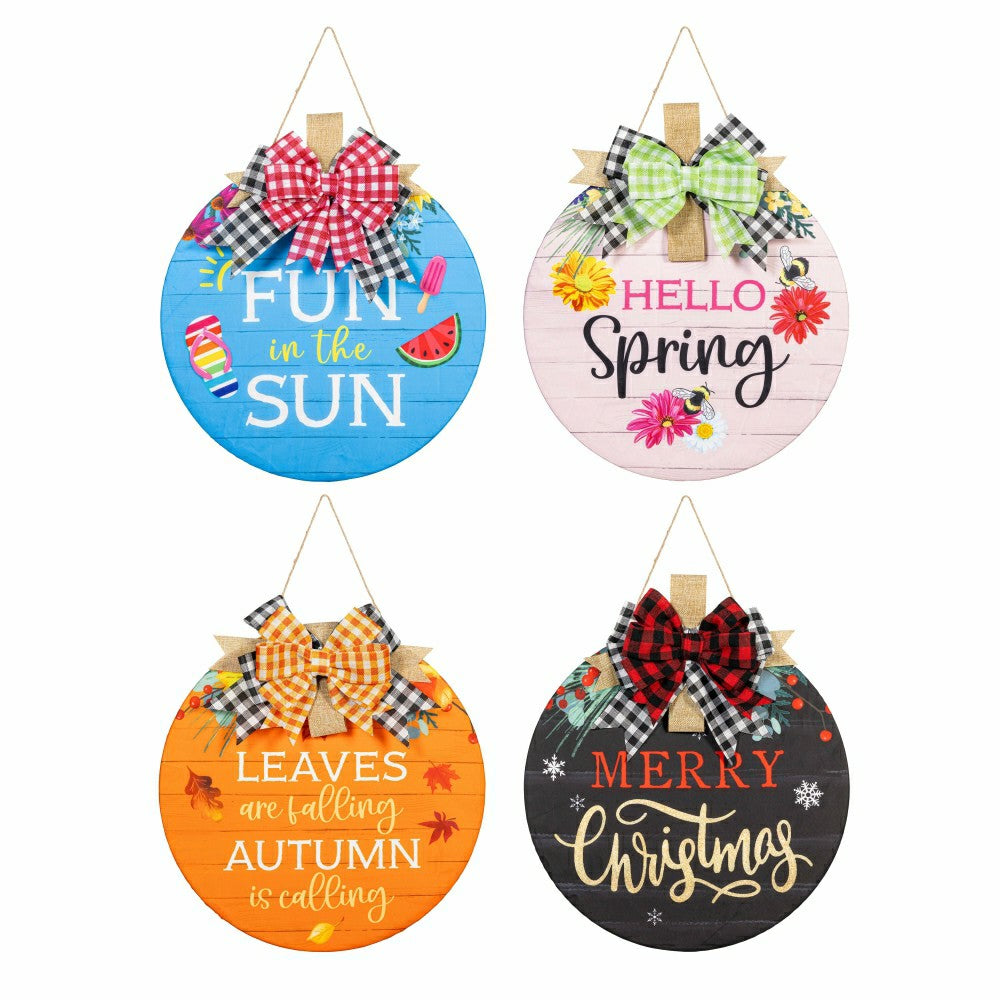 Multi Season Wooden Décor 1, 4-Season Interchangeable Door Decor Set | Plow & Hearth