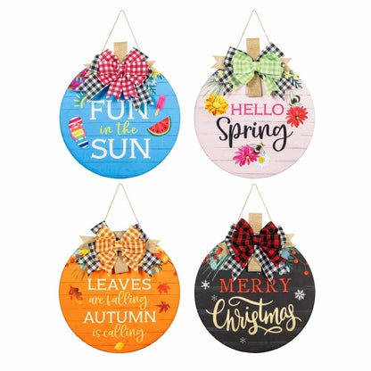 Multi Season Wooden Décor 1, 4-Season Interchangeable Door Decor Set | Plow & Hearth