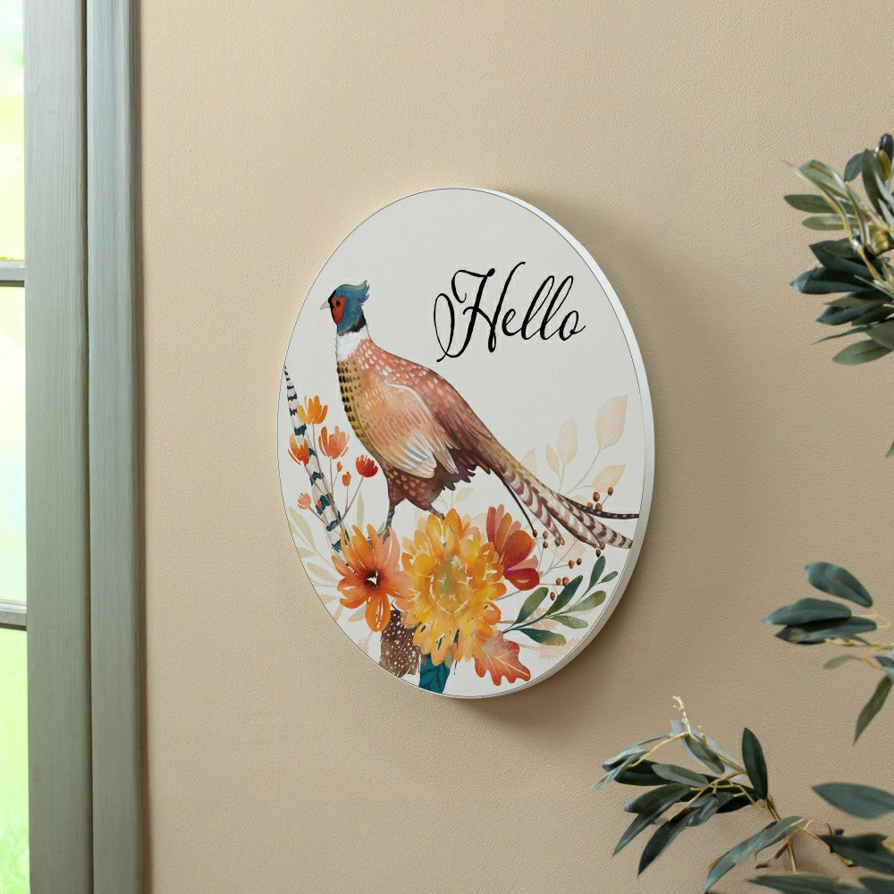 High Country Pheasant Wood Door Décor, "Hello", 18" | Plow & Hearth