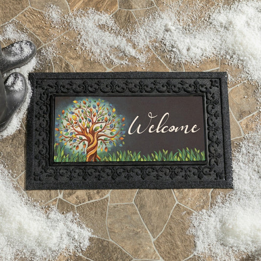 22X10” FLOCKED COIRSASSAFRAS MAT | Plow & Hearth